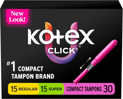 Vista 8 de U by Kotex Click Compact Tampones Super Plus Absorción sin perfume, 45 unidades (paquete de 2)