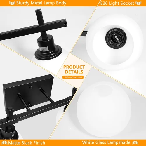 Vista 4 de Dpyrrhic Accesorios de Iluminación de Baño de 2 Luces Negro Sobre Espejo, Accesorios de Iluminación de Tocador Modernos, Luz de Tocador de Baño