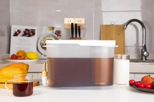 Vista 5 de Baraiser Cafetera fría de 3/4 galones, con filtro de acero de malla ultrafina y espita, color blanco