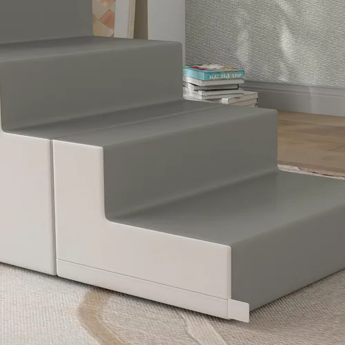 Vista 8 de Qaba - Juguetes de escalada para niños pequeños, bloques de escalada de espuma para edades de 1 a 3 años, color gris claro