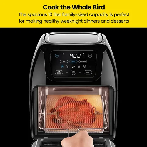 Vista 6 de Freidora de aire digital multifuncional + asador, deshidratador, horno de convección, 17 ajustes preestablecidos de pantalla táctil para freír