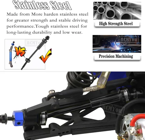 Vista 5 de RC Upgrades Part para 1/10 Slash 2WD, eje de transmisión CVD, brazo de suspensión trasero delantero de aleación, bloque de rueda, bloques