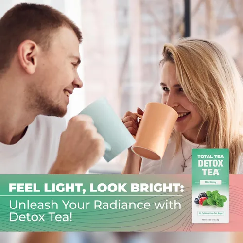 Vista 8 de Total Tea Té de desintoxicación para una ayuda saludable al peso - Sin cafeína - Té de hierbas con manzanilla, hibisco, raíz de jengibre