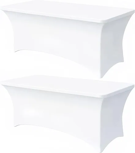 Vista 15 de Mantel negro de 4 pies, 1 paquete, mantel rectangular elástico de elastano, lavable para fiestas, comedor, boda, banquete y festivales