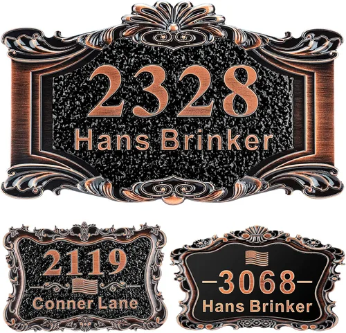 Vista 42 de Letrero de dirección fundido personalizado con número de casa, placa de dirección de casa de 12 pulgadas, letrero de número de Steet House