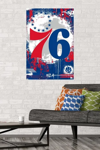 Vista 2 de Trends International NBA Philadelphia 76ers - Póster de pared con logotipo Maximalist 23, 34 pulgadas de largo x 22.4 pulgadas, versión sin marco