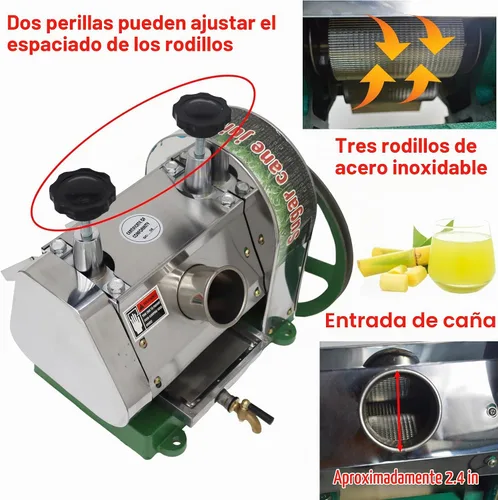 Vista 3 de Exprimidor manual de caña de azúcar 330LBS/H Extractor de jugo de caña de azúcar de entrada de 2.4 pulgadas, máquina de prensa de caña de azúcar