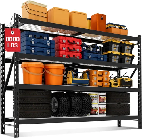 Vista 14 de WORKPRO Estantería de almacenamiento de 5 niveles, 72 pulgadas de alto, resistente, ajustable, para garaje, capacidad de 2180 libras, para sótano