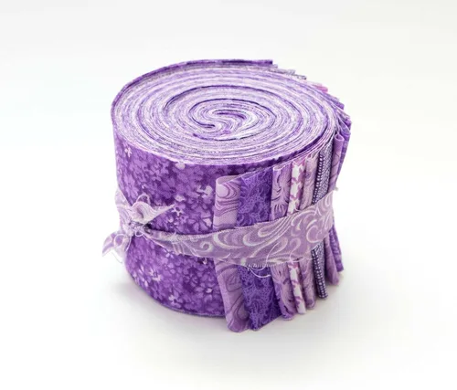 Tiras de acolchado de tela 100% algodón precortadas, 18 unidades It's All Purple Jelly Roll de 2.5 pulgadas