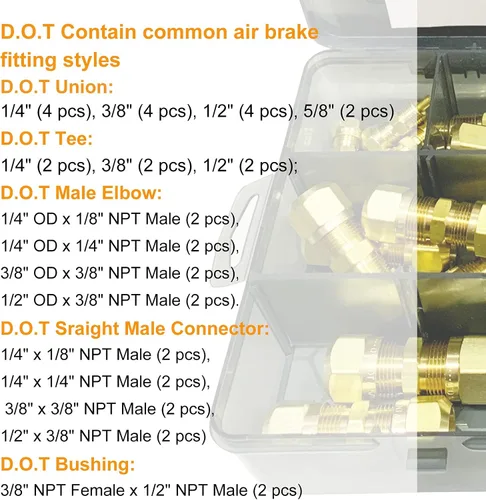Vista 3 de Legines 38 piezas de latón D.O.T Freno de aire de nylon Tubería de montaje surtido Kits