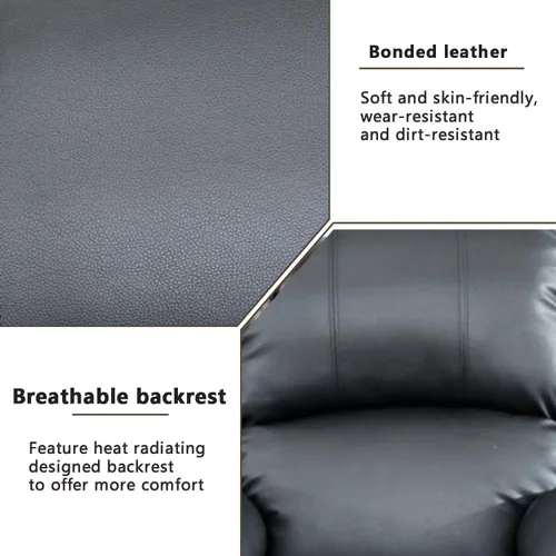 Vista 4 de Juego de muebles de cuero regenerado para sala de estar, juego de sofá reclinable, juego de muebles de dos plazas en sala de estar, sofá reclinable