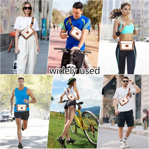 Vista 7 de Riñoneras para mujer, cangureras cruzadas para mujer, bolsas cruzadas para mujer, Negro con beige, Bolsa de cinturón