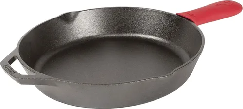 Vista 6 de Lodge - Olla doble de hierro fundido presazonado de 5 cuartos con mangos y sartén de hierro fundido presazonado de 12 pulgadas con mango de silicona