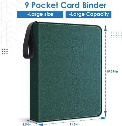 Vista 2 de Carpeta de 360 bolsillos con 9 bolsillos para tarjetas rígidas rígidas de 3 x 4 pulgadas con fundas para tarjetas de béisbol MTC, TCG, tarjetas