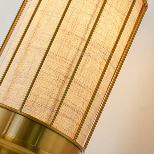 Vista 4 de Gold Wall Sconce, Modern Sconces Wall Lighting Vintage Wall Light Fixtures with Fabric Lampshade, Bedside Wall Lamp for Bedroom Living Room Hallway
