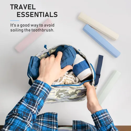 Vista 5 de Mulbozy Paquete de 4 fundas portátiles para cepillos de dientes, de plástico transpirable, para el hogar, viajes, negocios, campamento, escuela