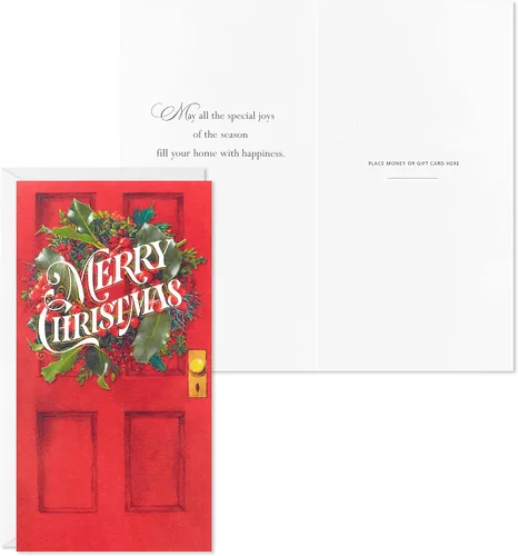 Vista 2 de HALLMARK Paquete de tarjetas de regalo o dinero de Navidad, puerta roja (10 tarjetas con sobres)