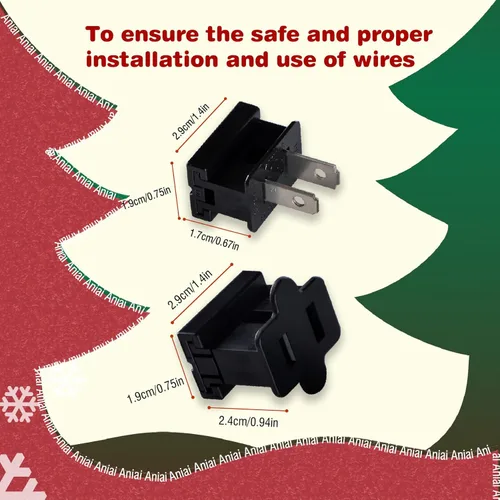 Vista 3 de SPT-1 Vampire Plugs 20 piezas Negro – Enchufe deslizante hembra y macho, enchufe eléctrico de repuesto para luces de decoración de Navidad