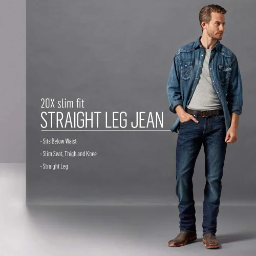 Vista 5 de Wrangler Jeans para hombre talla 44 slim straight lavado claro