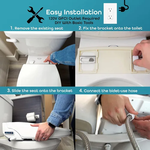 Vista 7 de BidetMate Accesorio de bidé térmico serie 2000 para inodoro con agua calentada ilimitada, control remoto inalámbrico, desodorante y secadora de aire