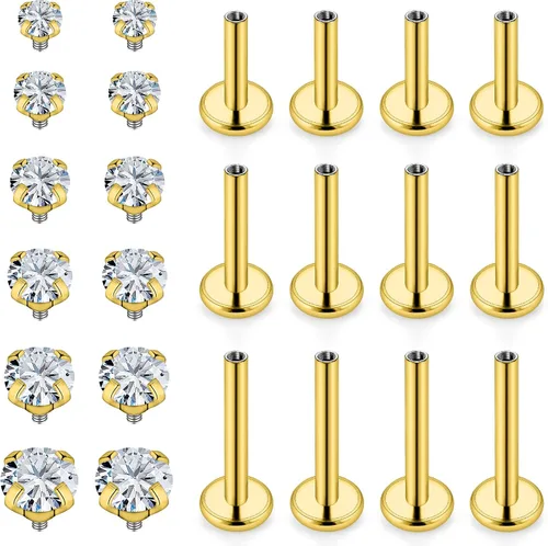 Vista 13 de Vsnnsns Anillos de labio de acero inoxidable 16G Tragus Helix Conch Piercing de serpiente Piercing Monroe Lip Anillos Labret Medusa cartílago lóbulo