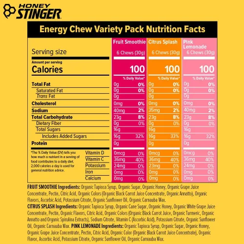 Vista 26 de Honey Stinger Masticables energéticos orgánicos Citrus Splash, sin gluten y sin cafeína, para ejercicio, correr y rendimiento, nutrición deportiva