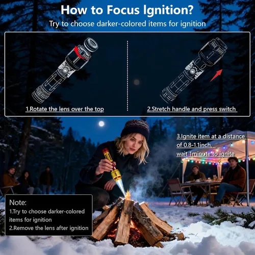 Vista 3 de SKYFIRE Linternas LED recargables de alto lúmenes, 10000 mAh, linterna súper brillante, luz táctica con zoom, 10 modos, IPX6, impermeable