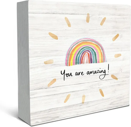 SRADMO Letrero de madera con texto en inglés «You are Amazing Wood», decoración inspiradora de madera positiva para el hogar, habitación de mujeres