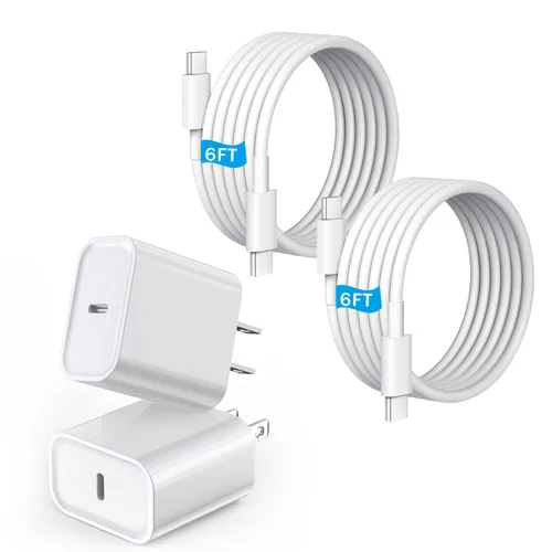 Vista 9 de Cargador para iPhone 17 16 15 de carga rápida, paquete de 2 bloques de cargador de pared tipo C con cable USB C a C de carga rápida de 1 metro