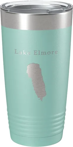 Vista 19 de Lake Elmore Map Tumbler Travel Mug Insulated Laser Engraved Coffee Cup Vermont 20 oz Black