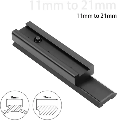 Vista 5 de Bontok 11mm Dovetail to 21mm Upgraded Build-in Locking Screws Picatinny Rail Low Profile Scope Mount Converter Base 3/8" to 7/8" Converter