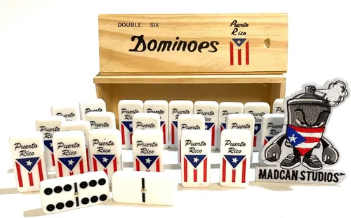 Vista 2 de Dominó de Puerto Rico, edición limitada, juego de dominó clásico puertorriqueño, edición Mad Can, estilo original de Broricua