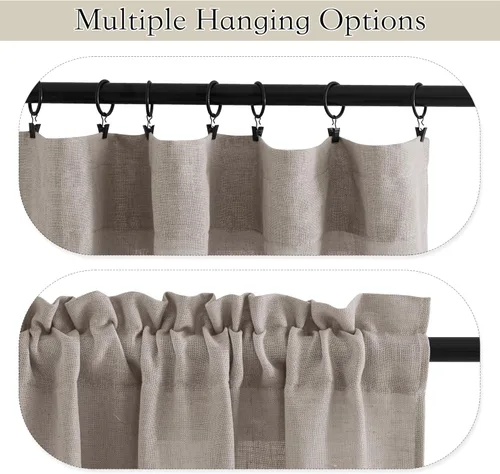 Vista 142 de RYB HOME Cortinas Cortas de Lino con Cenefas Swag - Niveles Semitransparentes para la Parte Superior de Ventanas, Decoración del Hogar con Filtrado