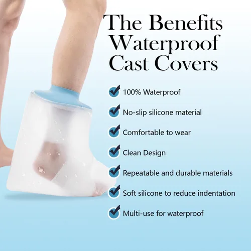 Vista 4 de Cast Covers for Shower Leg Adult - Waterproof Cast Protector for Showering, Soft Reusable Leg Cover for Surgery Recovery, Watertight Cast Bag for