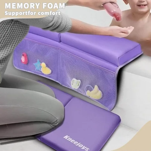 Vista 2 de Rodillera de baño y codo para bebé, tapete de espuma viscoelástica para organizador de juguetes de bañera y baño