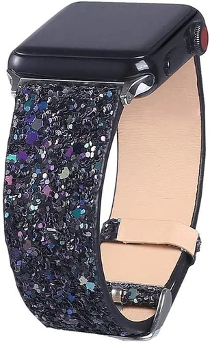 JOHIPI Bling Band Compatible con Apple Watch Bands 38mm 40mm 41mm 42mm 44mm 45mm 46mm 49mm Ultra 3/2/1, Correa de Cuero Glitter Sparkle para iWatch