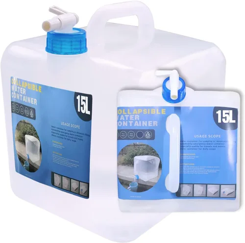 Vista 11 de Contenedor de agua plegable con grifo, jarra de almacenamiento de agua para campamento, sin BPA para mochila de senderismo al aire libre, kit