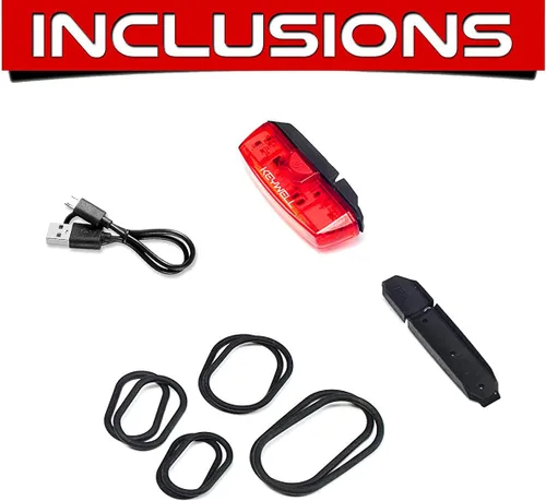 Vista 7 de Luz trasera para bicicleta recargable por USB, luz LED súper brillante trasera de bicicleta con clip como luz trasera roja con 6 modos