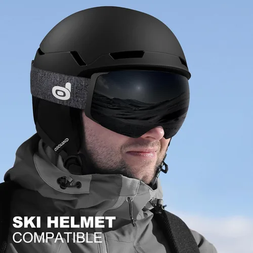 Vista 4 de Odoland Magnetic Interchangeable Ski Goggles with 2 Lens, Large Spherical Frameless Snow Snowboard Goggles for Men Women
