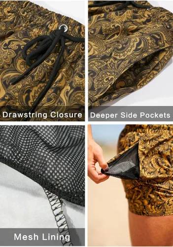 Vista 4 de GINGTTO Trajes de baño con pantalones cortos de playa para hombre con forro de malla