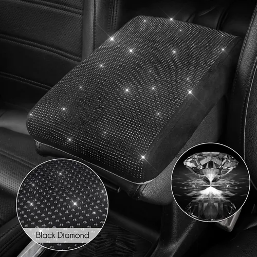 Vista 3 de SEG Direct - Funda brillante de diamante para consola central de automóvil, cubierta de apoyabrazos de coche, almohadilla de espuma viscoelástica