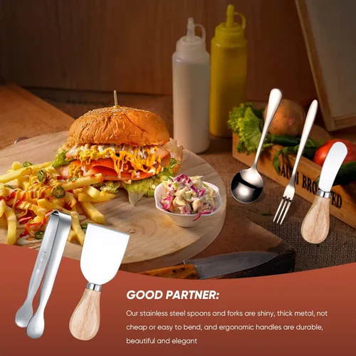 Vista 6 de Accesorios para tabla de charcutería, juego de cuchillos esparcidores, cuchillo esparcidor de mantequilla de queso, utensilios de charcutería