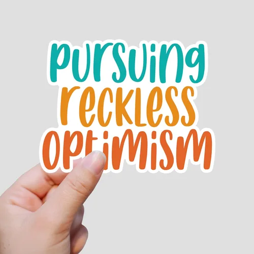 Vista 2 de (3 unidades) Pegatinas de optimismo imprudente, divertidas calcomanías sarcásticas para decorar humorísticos motivacionales, impermeables