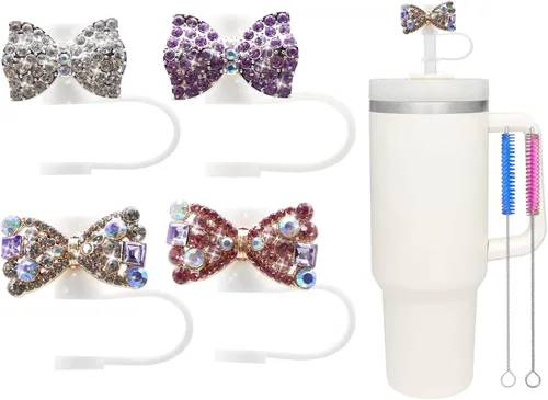 Vista 10 de 6 fundas de popote de mariposa de 0.394 in para copa Stanley, a prueba de polvo, para vasos de 30 y 40 onzas y botellas de agua, accesorios