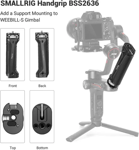 Vista 4 de SmallRig Handle Grip Handgrip for Zhiyun-Tech WEEBILL-S Gimbal with Cold Shoe Mount Built-in Wrench, Multiple Threaded Holes - BSS2636C