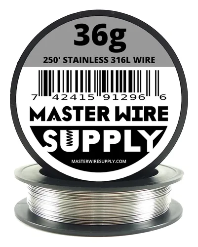 Acero inoxidable 316L – 250 pies – Cable de calibre 36 – 250 pies – 0.005 in – 0.005 pulgadas – Fabricado en Estados Unidos Master Wire Supply