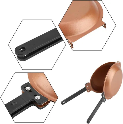 Vista 4 de Sartén, Doble Lado Antiadherente Flip Sartén Frito Huevo Pancake Maker Hogar Cocina Utensilios de Cocina