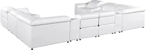 Vista 616 de BlackJack Furniture Venice - Sofá modular de cuero italiano de grano superior de 5 piezas con 3 reclinables eléctricos, reposacabezas ajustable