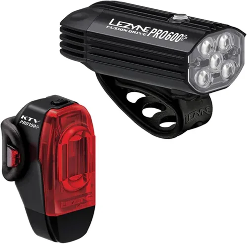 LEZYNE Fusion Drive Pro 600+ Bike Set | Durable Lightweight Bright Powerful IPX7 Waterproof Cycling Front & Rear Light Pair with 6 Output Modes |