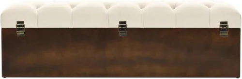 Vista 4 de Banco de almacenamiento de abeto de madera maciza crema para dormitorio, sala de estar, extremo de la cama, 43.3 x 11.8 x 15 pulgadas